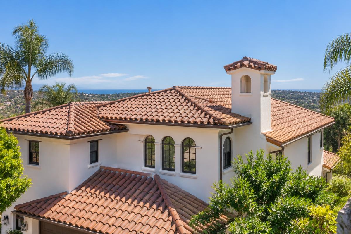 Clean Spanish tile roof on a Southern California home